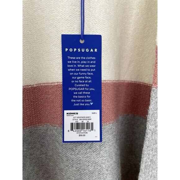 NWT Popsugar Striped Cardigan Sweater Long Sleeve Open Front Pockets Sz L Boho - Picture 5 of 9